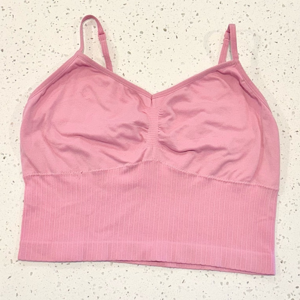 No Boundaries Pink Seamless Rib Texture Demi Cups Brami Top - Size: Large